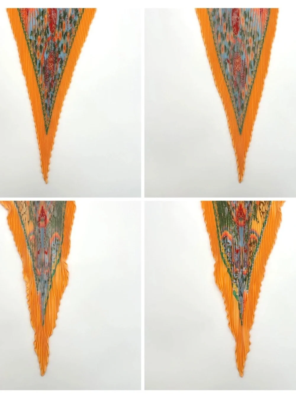 Auth Hermes Pleated Axis Mundi/AMAZONIA Silk Scarf W/Box